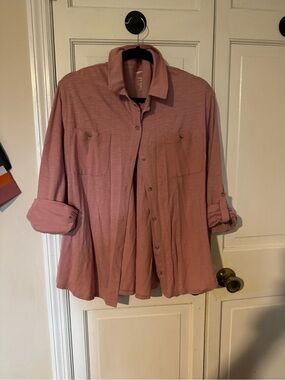 Sonoma Mauve Pink Button-Up Shirt with Roll-Tab Sleeves Size XXL